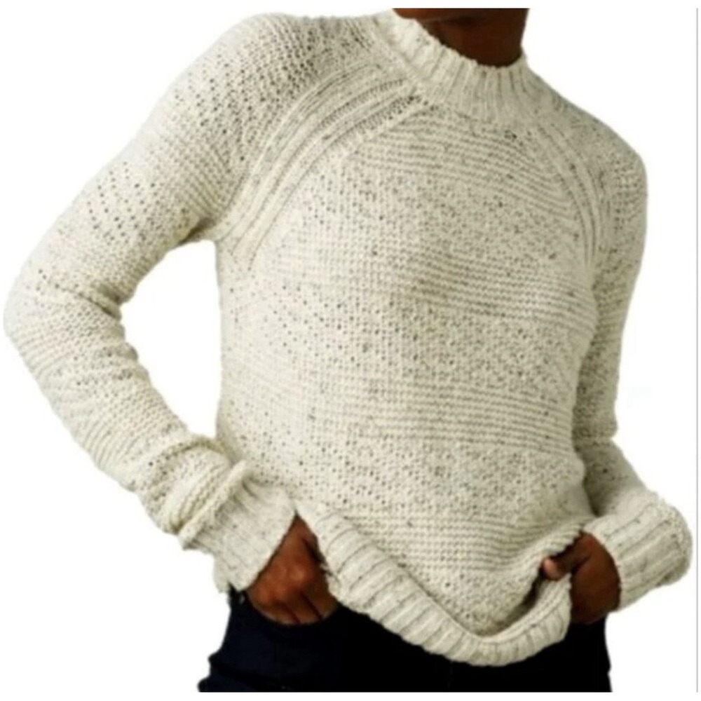 PrAna Women's Nemma Sweater Size Small Oatmeal Heather Organic Cotton Blend Logo
